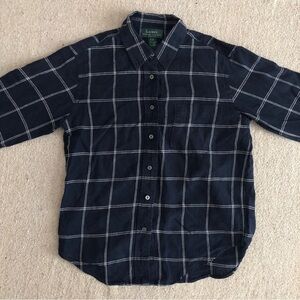Ralph Lauren 100% Linen Navy Plaid Button-Down Shirt